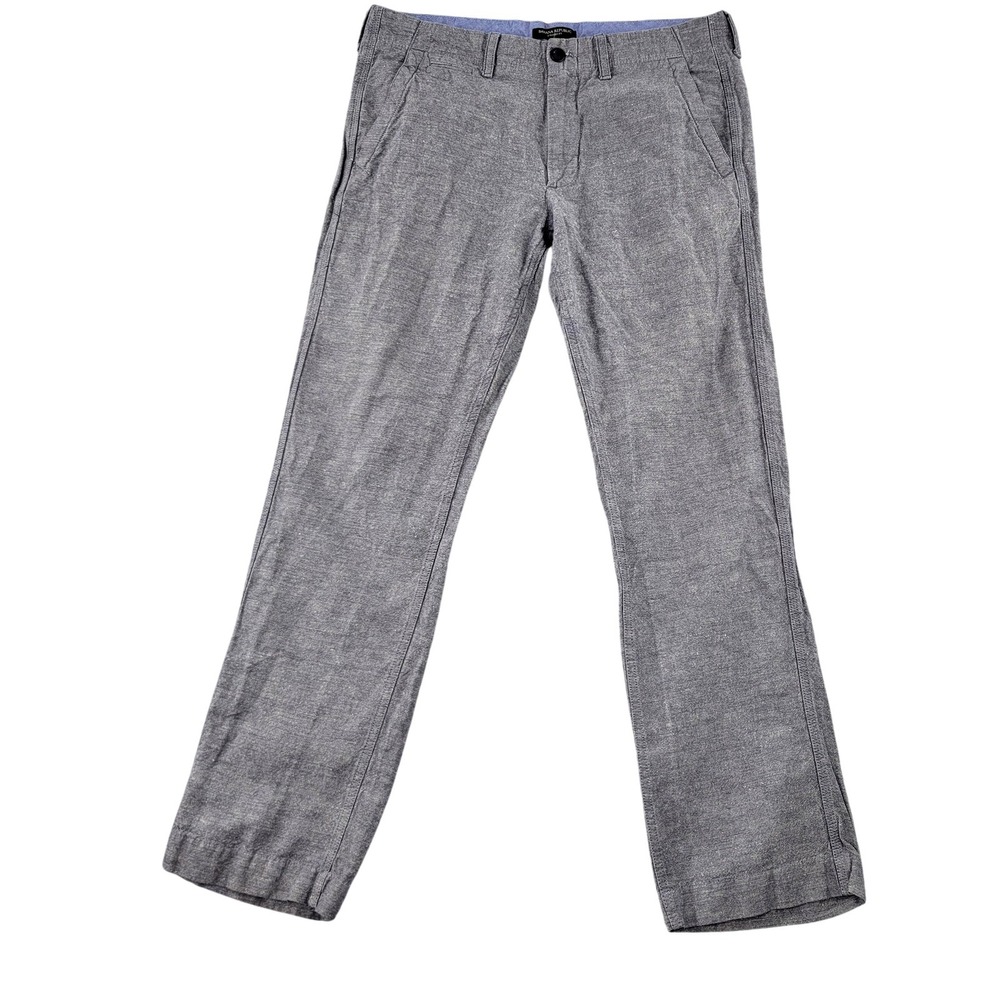 Banana Republic Pants Mens 33x34 Gray Linen Chino Straight Fit Chambray Casual
